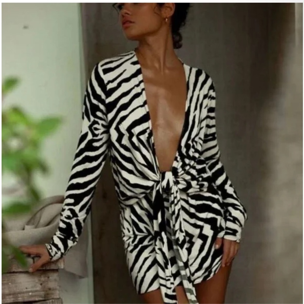 RAT & BOA ALLEGRA DRESS - Zebra Print Tie-Front Dress